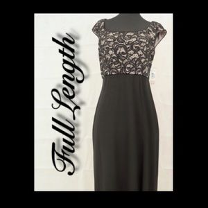 NWT Formal long dress; slit in front and lace top